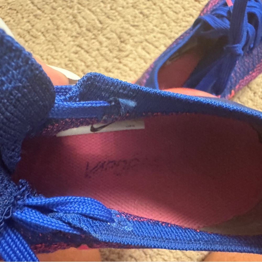 Nike Women's Blue and Pink Flyknit VaporMax Sneakers - Picture 5 of 8